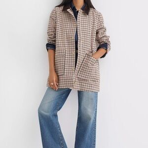 LOFT Petite Plaid Barn Jacket blazer color popcorn NWT size XS